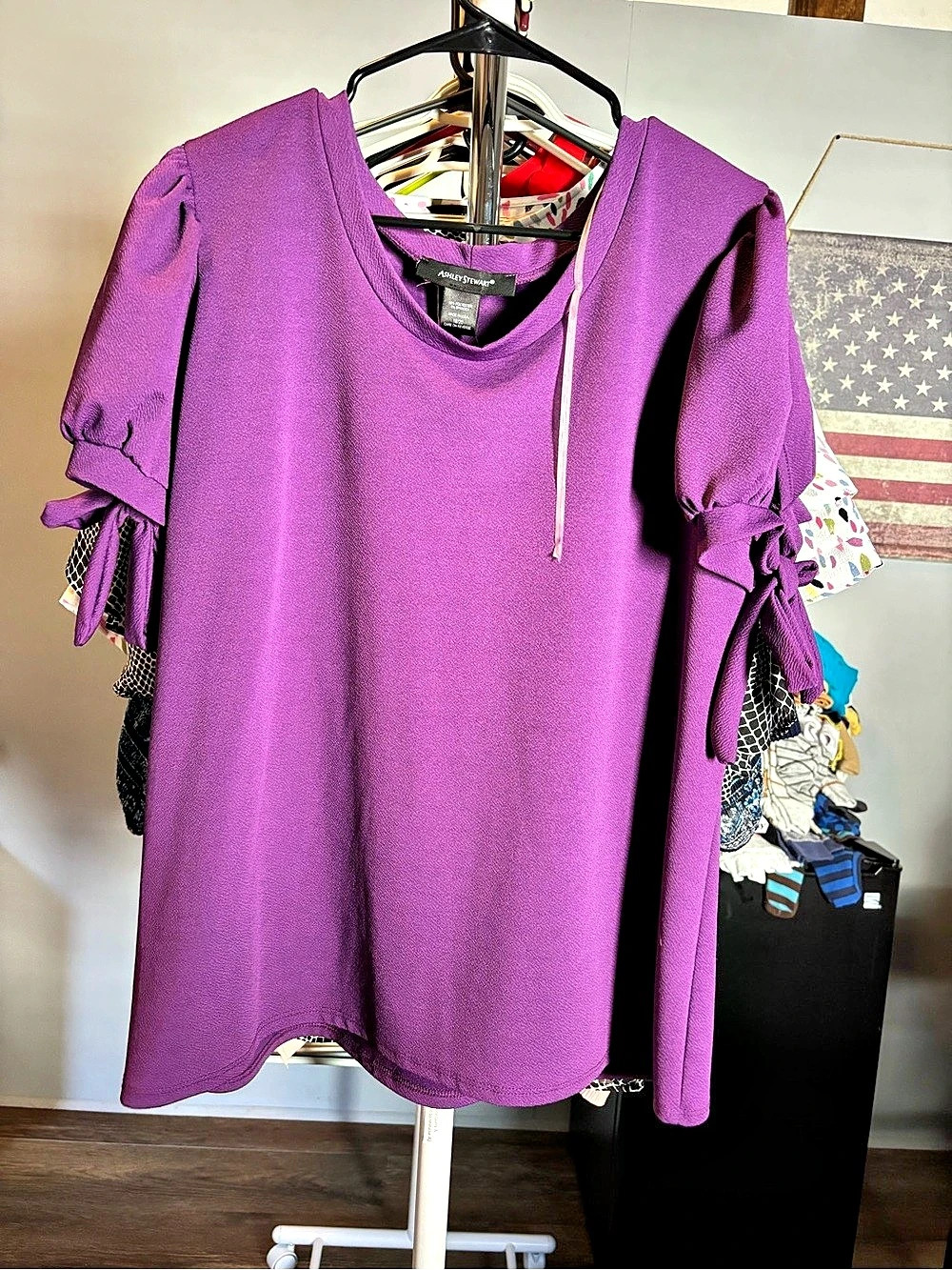 Ashley Stewart Purple Tie Sleeve blouse Size 18/20